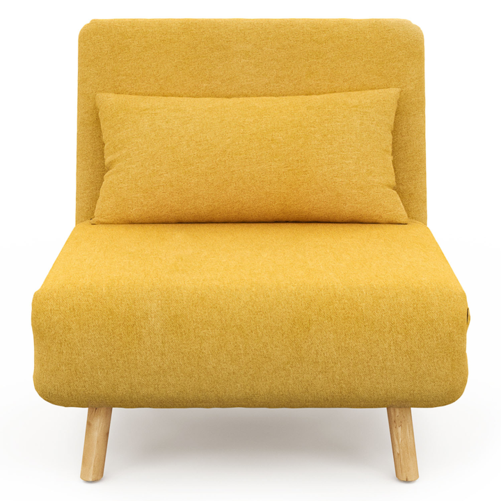 Sillón convertible en cama auxiliar 80x190cm tejido amarillo - ROMEO | ID Market