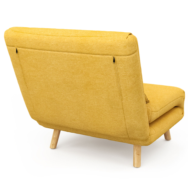 Sillón convertible en cama auxiliar 80x190cm tejido amarillo - ROMEO | ID Market