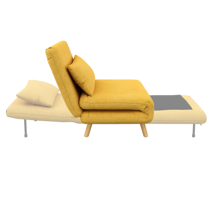 Sillón convertible en cama auxiliar 80x190cm tejido amarillo - ROMEO | ID Market