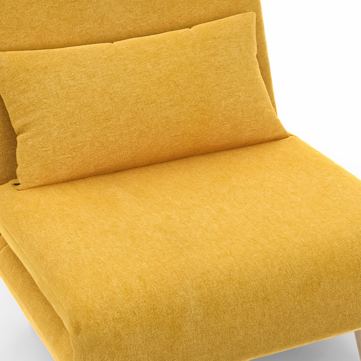 Sillón convertible en cama auxiliar 80x190cm tejido amarillo - ROMEO | ID Market