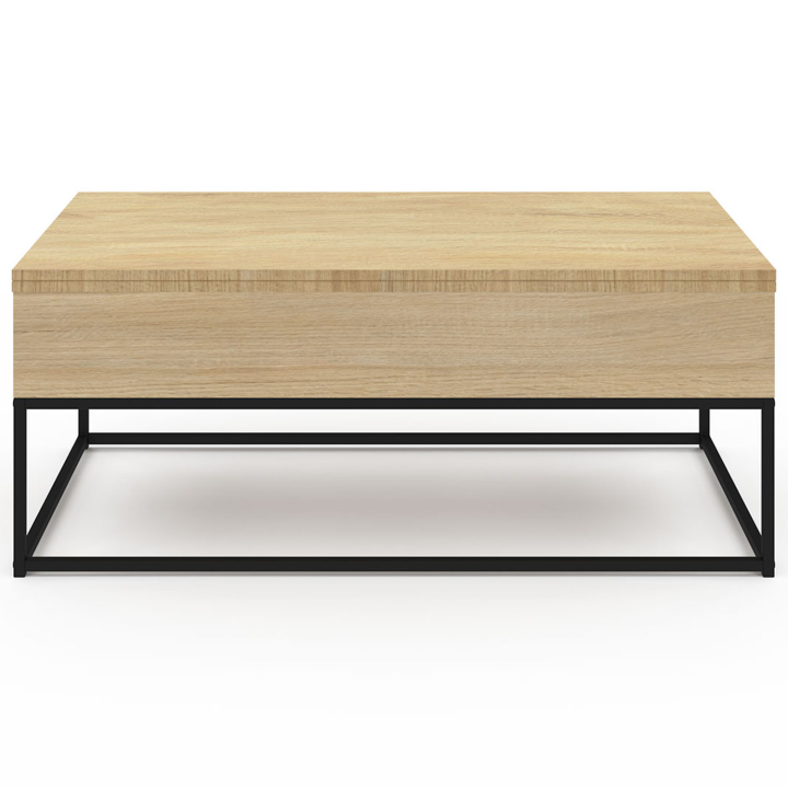 Table basse rectangulaire relevable convertible en table à manger DETROIT design industriel