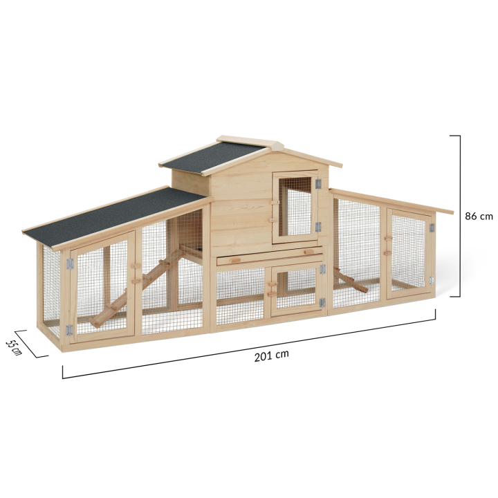 Poulailler VIP avec clapier double XXL en bois