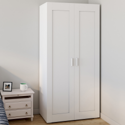 Armoire 2 portes penderie étagère blanche