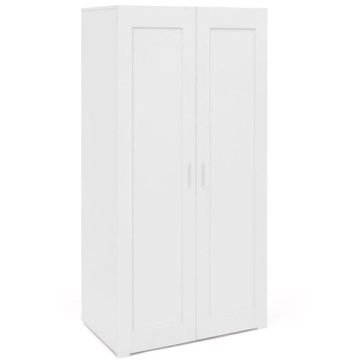 Armoire 2 portes penderie étagère blanche