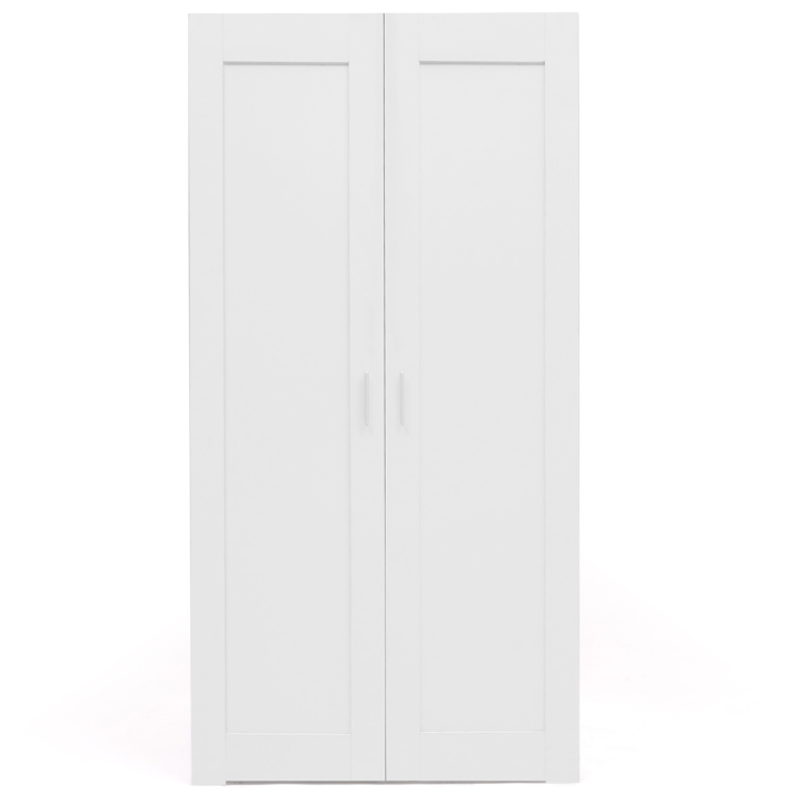 Armoire 2 portes penderie étagère blanche