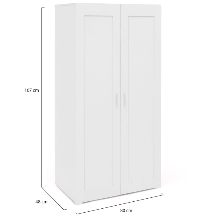 Armoire 2 portes penderie étagère blanche