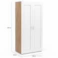 Armoire 2 portes VITO blanc et bois penderie 80 cm avec étagères rangement maxi capacité