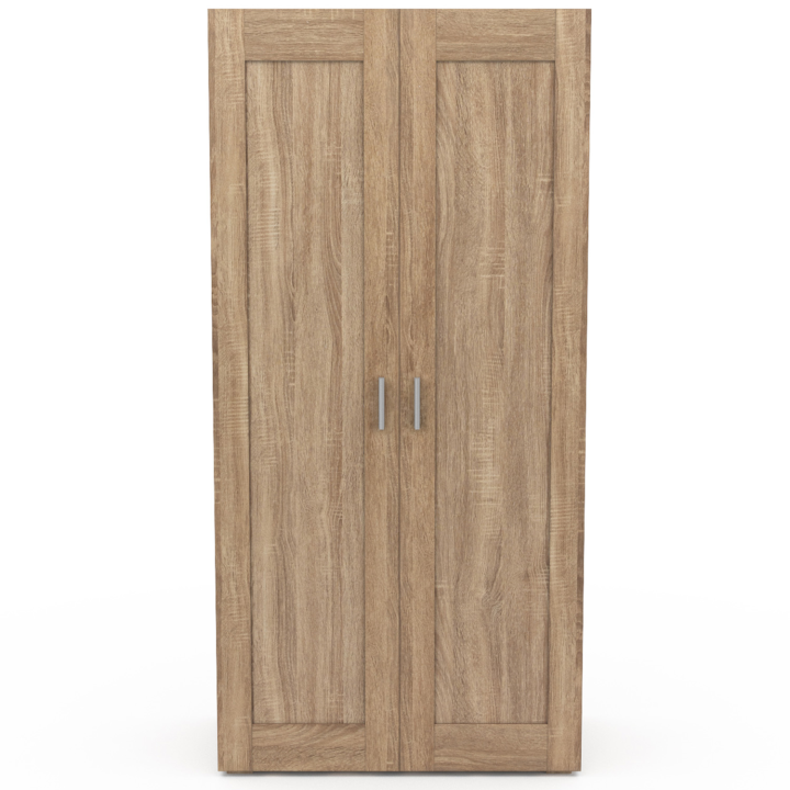 Armoire 2 portes VITO bois et noir penderie 80 cm avec étagères rangement maxi capacité