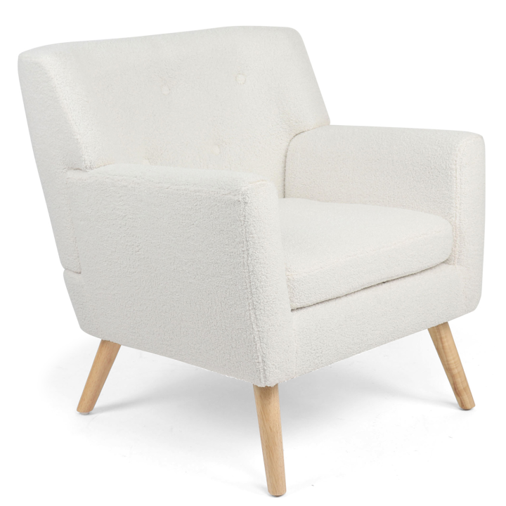 Sillón escandinavo en tejido bouclette blanco - LIV | ID Market