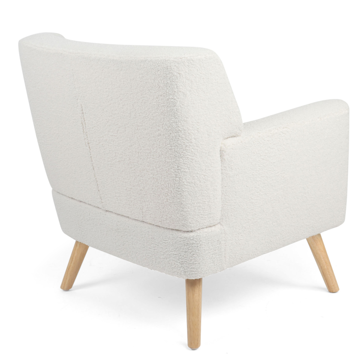 Fauteuil scandinave LIV en tissu bouclette blanc