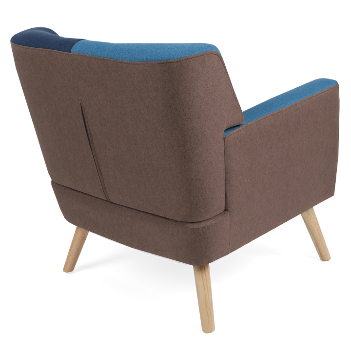 Fauteuil scandinave LIV en tissu patchwork multicouleurs et imprimé pied de poule