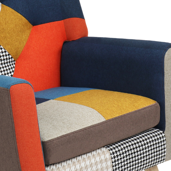 Sillón patchwork escandinavo con estampado de pata de gallo - LIV | ID Market