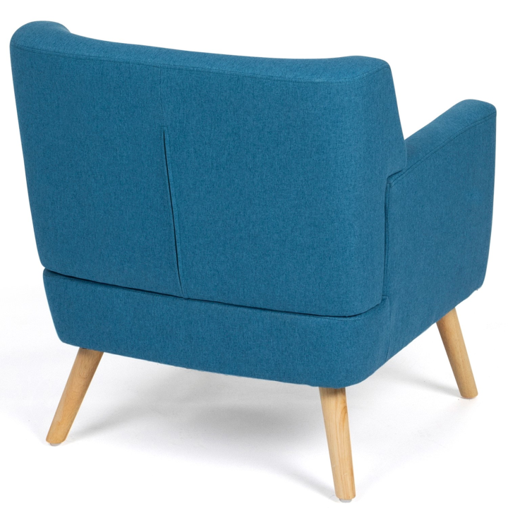 Fauteuil scandinave en tissu bleu canard