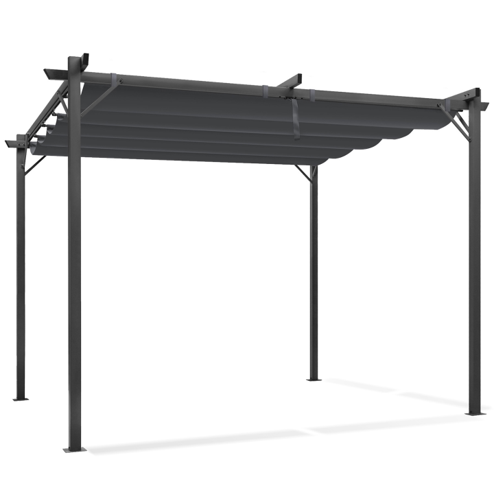 Pergola édition spéciale toit rétractable 3x4 M et 4 stores gris anthracite