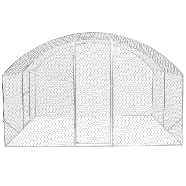 Enclos poulailler dôme 7,5 m² parc grillagé 3x2,5 M avec porte latérale