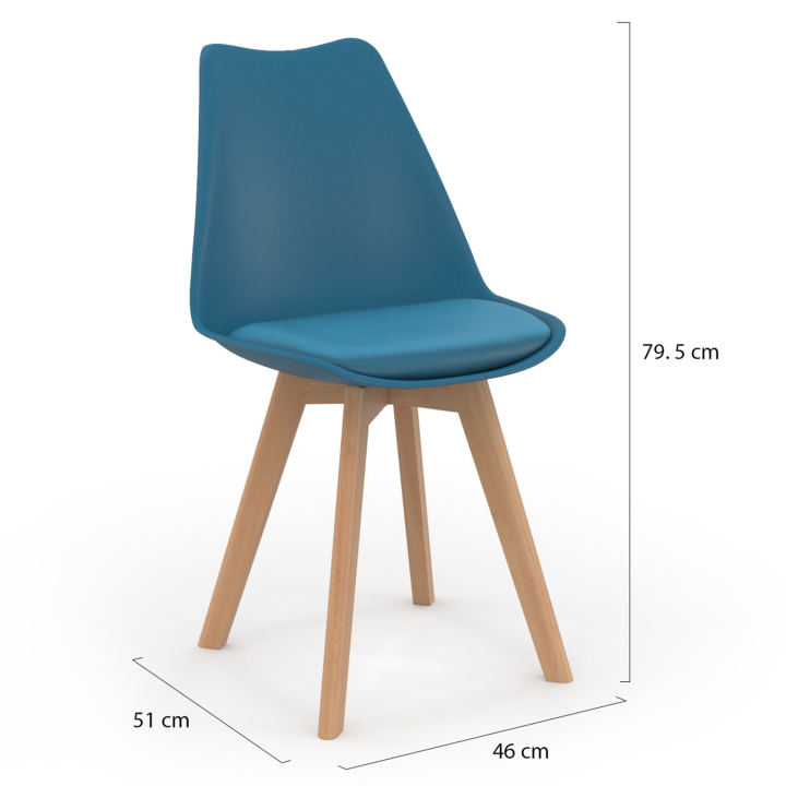 Lot de 6 chaises scandinaves SARA bleu canard pour salle à manger