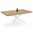 Table à manger extensible rectangle ALIX 6-10 personnes bois et blanc 160-200 cm