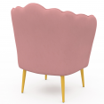 Fauteuil coquillage ADELLA rose en velours pieds dorés