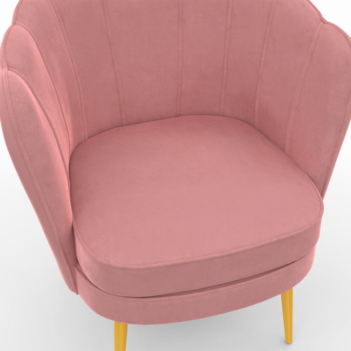 ¡Sillón de concha de terciopelo rosa con patas doradas - ADELLA | Zen Cart! IDMarket