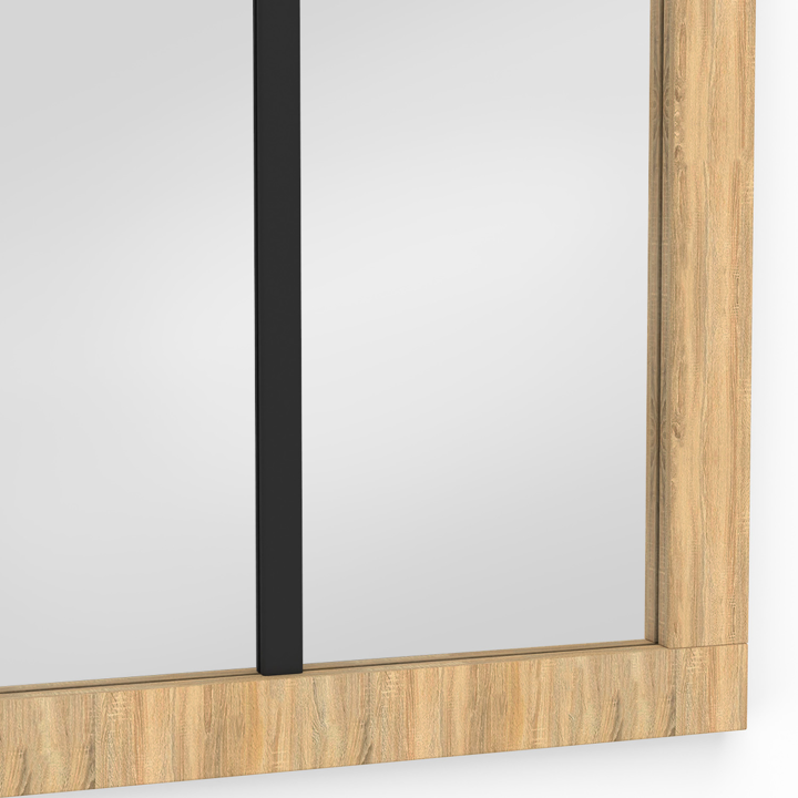 Miroir verrière 5 bandes cadre bois design industriel 140x90 cm