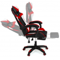 Fauteuil de gaming ALEX réglable avec repose-pied, coussin de tête et coussin lombaire noir blanc et rouge