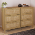 Commode 6 tiroirs HANAE 110 cm effet naturel cannage