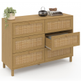 Commode 6 tiroirs HANAE 110 cm effet naturel cannage