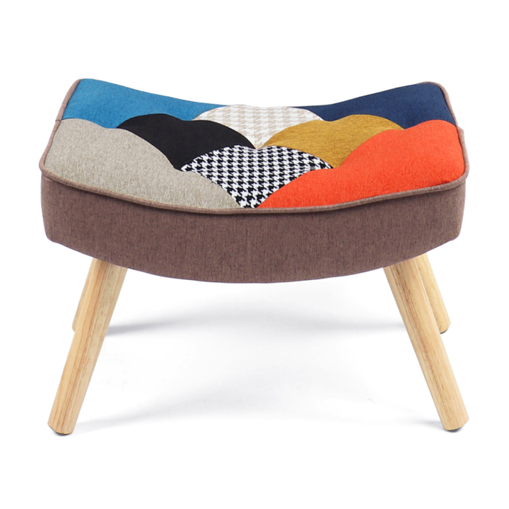 Sillón escandinavo estampado pata de gallo multicolor con reposapiés - IVAR | ID Market