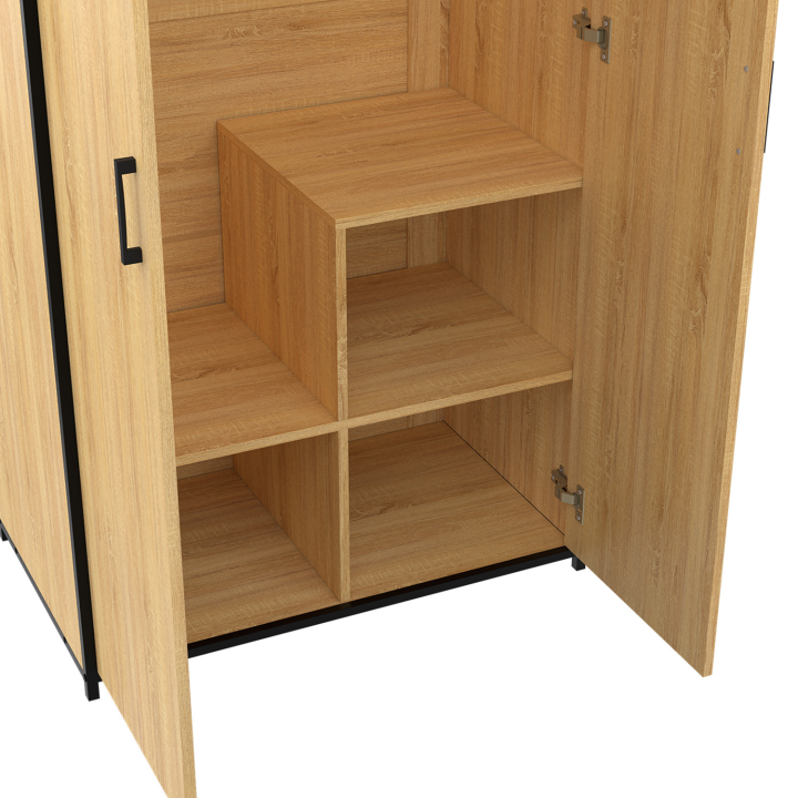 Armoire 2 portes DETROIT penderie 80 cm avec étagères rangement maxi capacité