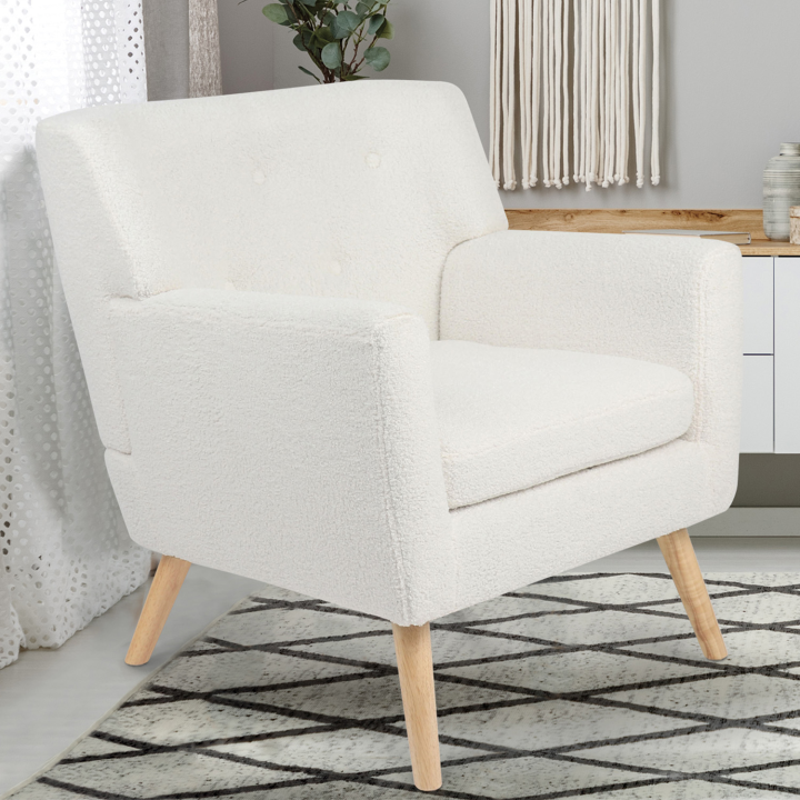 Sillón escandinavo en tejido bouclette blanco - LIV | ID Market