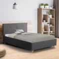 Lit coffre double scandinave LULEA 160 x 200 cm tissu gris anthracite