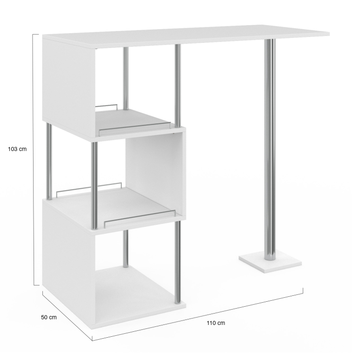 Table haute de bar bistrot KARL 2 personnes blanc