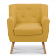 Fauteuil scandinave LIV avec repose pieds en tissu jaune