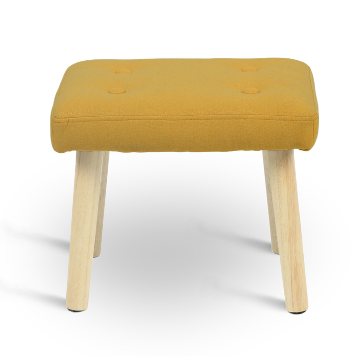 Fauteuil scandinave LIV avec repose pieds en tissu jaune