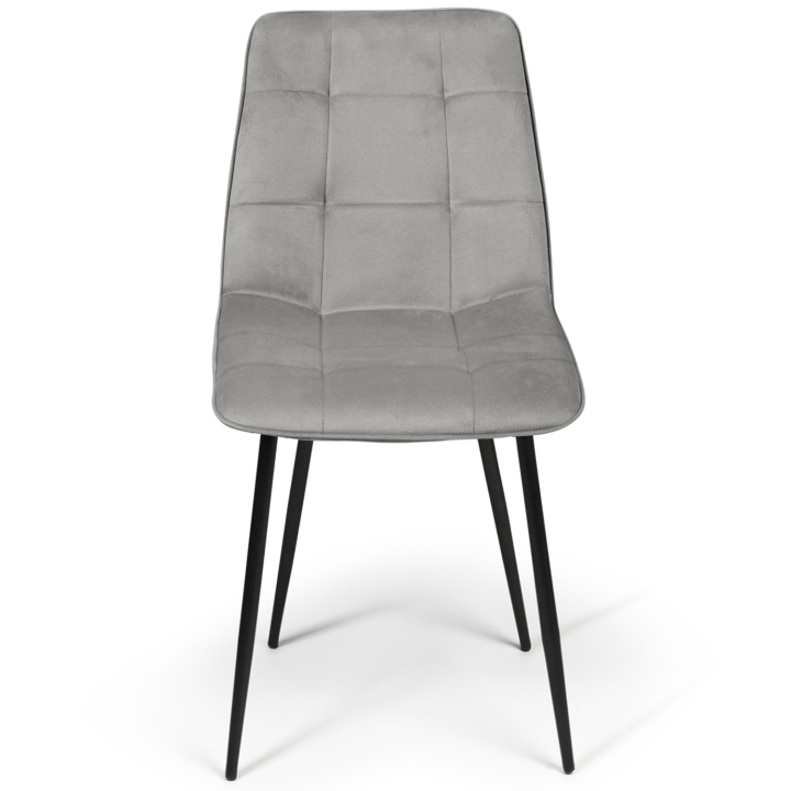 Lot de 4 chaises MILA en velours gris clair pour salle à manger