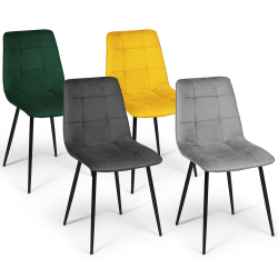 Sillas de terciopelo multicolor: verde, gris claro, gris oscuro, amarillo - MILA | ID Market