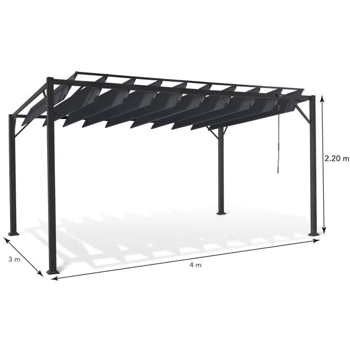 Pergola CEFALU lames orientables gris anthracite 3x4 M