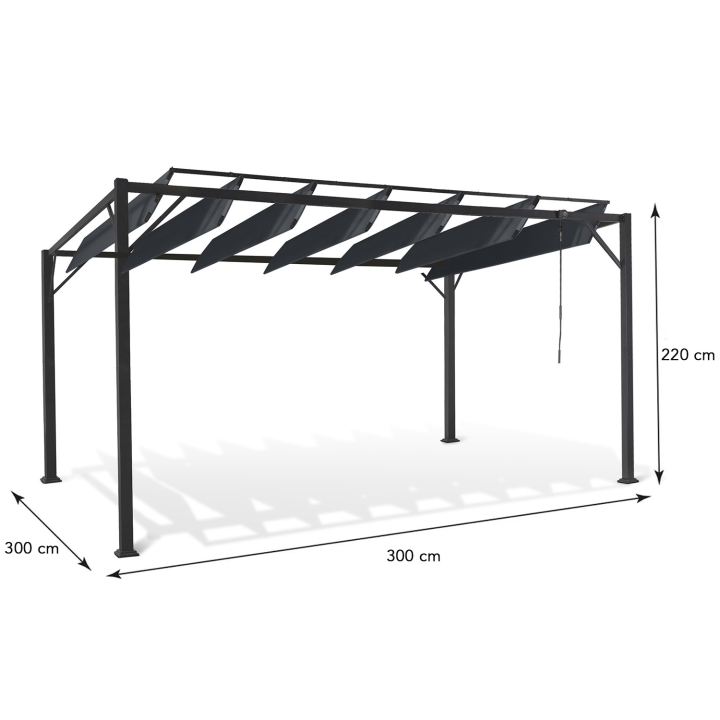 Pergola édition luxe lames orientables 3x3 M et 4 stores gris anthracite