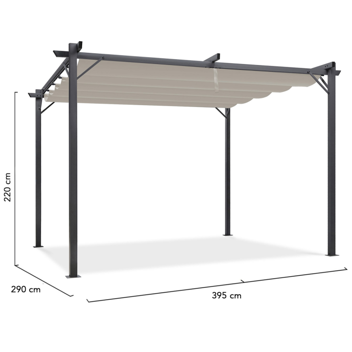 Pérgola de aluminio con cubierta retráctil topo 3x4m | ID Market