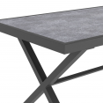 Salon de jardin SANTORIN table 190 cm plateau effet béton et 8 chaises empilables gris anthracite