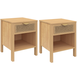 Lot de 2 tables de chevet EDHEN avec 1 tiroir et 1 niche