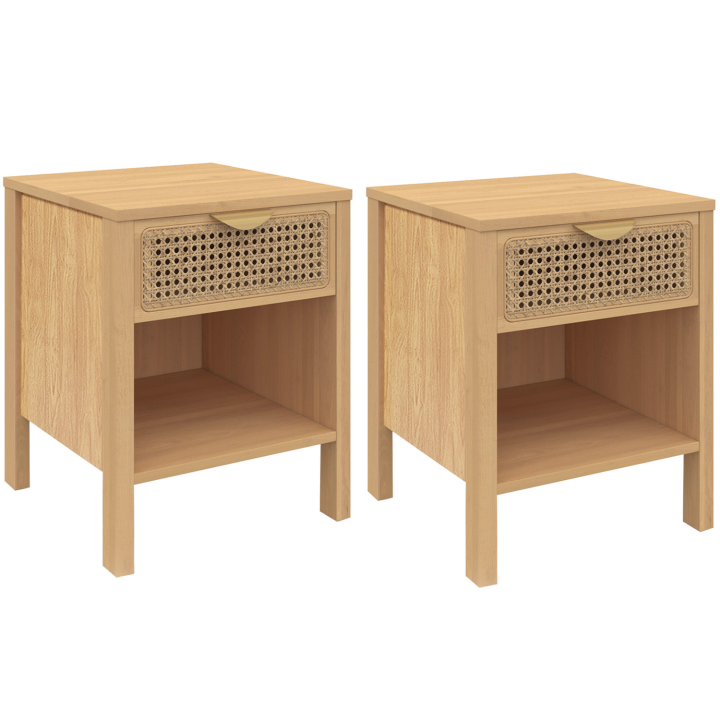 Lot de 2 tables de chevet EDHEN avec 1 tiroir et 1 niche