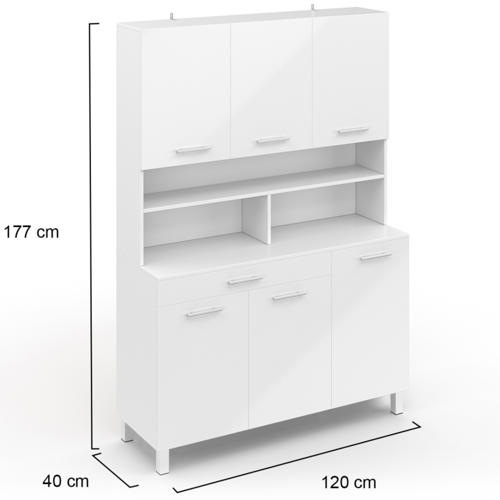 Cómoda de cocina blanca brillante de 120 cm - CINA | ID Market