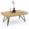 Table basse ADELE pieds croisés 100 cm bois et noir