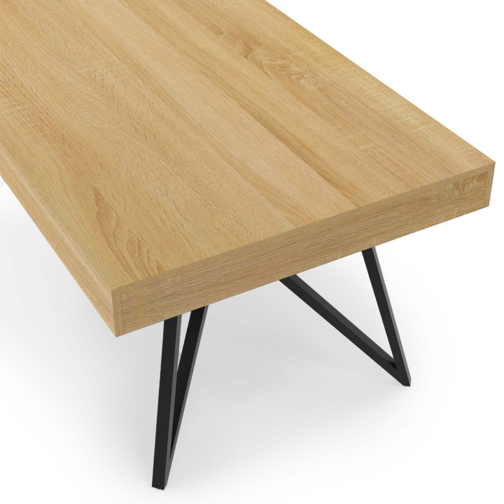 Mesa de centro rectangular de madera y negro con patas cruzadas - ADELE | ID Market