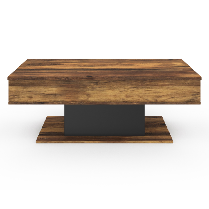 Mesa de centro de madera oscura y negra con tablero elevable - EDEN | ID Market