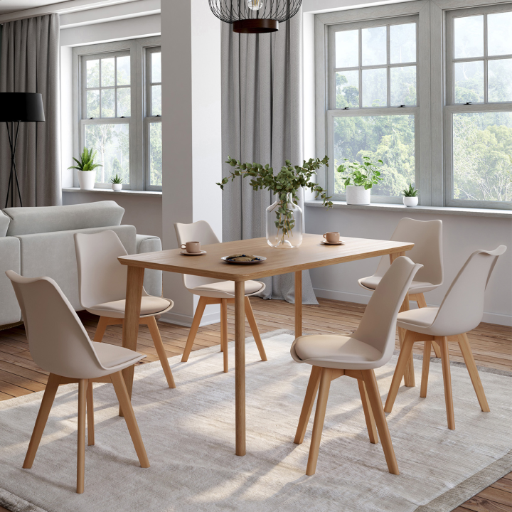 Lot de 6 chaises scandinaves SARA beige pour salle à manger