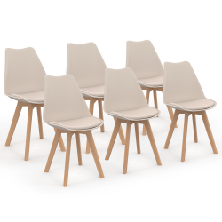 Juego de 6 sillas de comedor escandinavas beige - SARA | ID Market