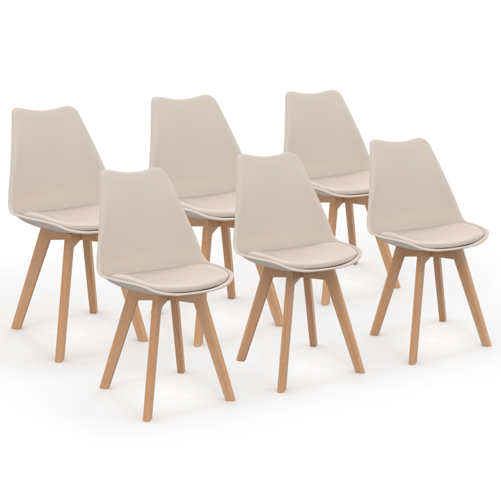 Lot de 6 chaises scandinaves SARA beige pour salle à manger