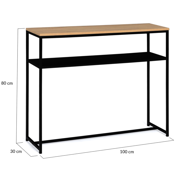 Consola industrial negra y de madera de doble tapa a bajo precio - DENTON | ID Market